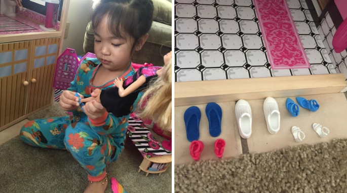 Little Girl Removes Her Barbies’ Shoes Before Entering the House, Makes Asian Parents Proud