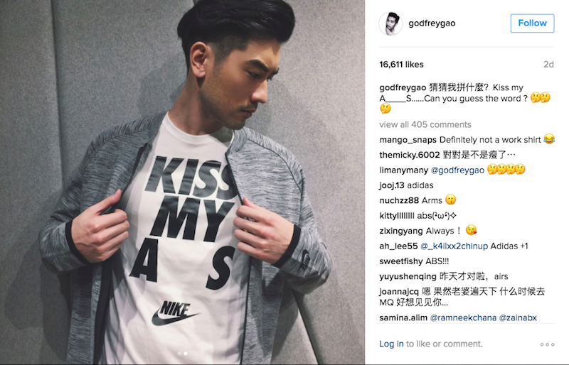 Godfrey Gao Trolls Fans With ‘Kiss My A__S’ T-Shirt