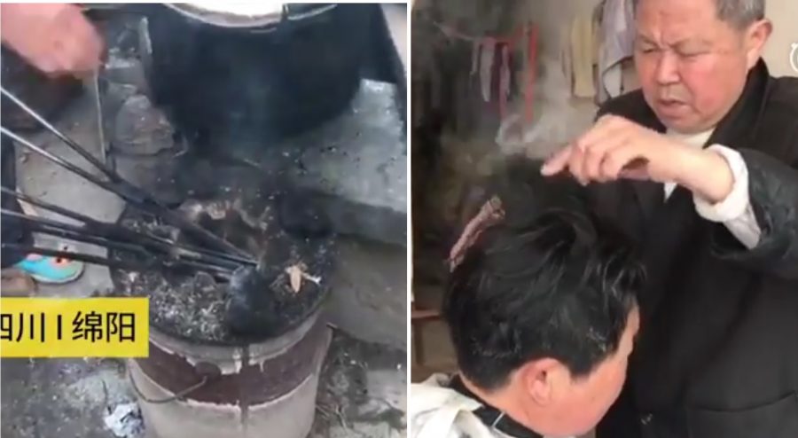 Chinese Barber’s Traditional Method To Perm Hair is Scary AF