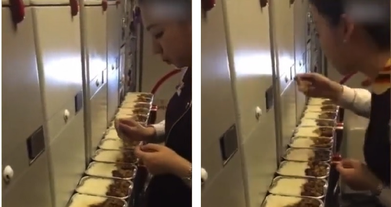 Chinese Flight Attendant Suspended After Being Caught on Video Eating Leftover Food