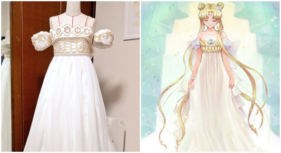 Sailor Moon Fan NAILS Princess Serenity Wedding Dress for Her Friend
