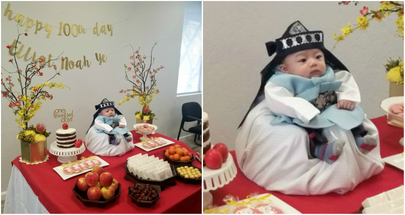 Baby Celebrates 100th Day Korean Emperor-Style and Twitter is Loving It