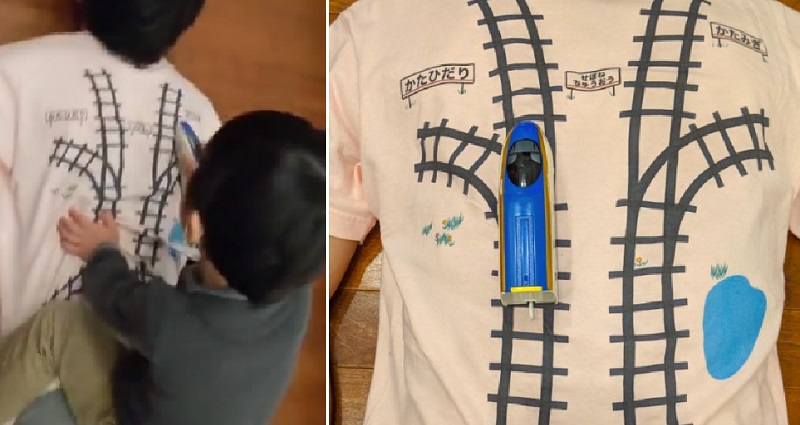 Japanese Dad’s Ingenious T-Shirt Tricks His Kids Into Giving Him a Back Massage