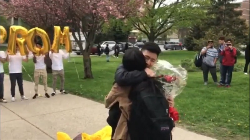 Sometimes simply going up to someone and asking them out to prom isn't extravagant enough which is why this student chose to ask a girl out in public while wearing a massive Pikachu costume.