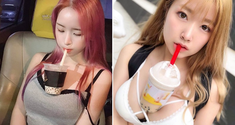 New Trend Has Women Using Their Breasts to Drink Boba Tea