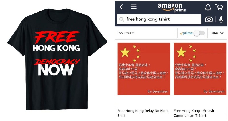 China is Outraged that Amazon Started Selling ‘Free Hong Kong’ T-Shirts