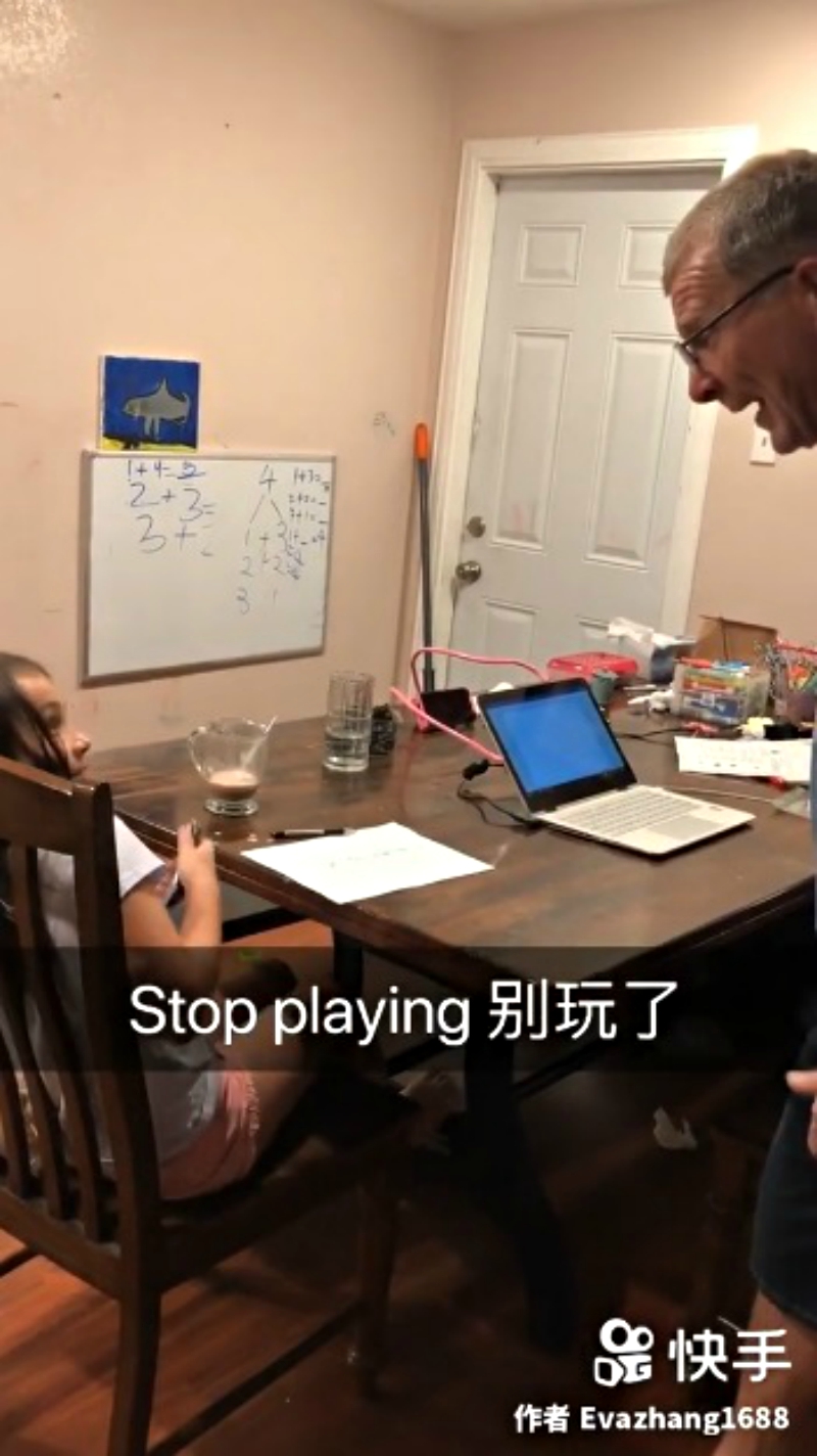 Videos from Kuaishou user @Evazhang1688 show David attempting to discipline his daughter, Breanna, who apparently hates learning Mandarin.
