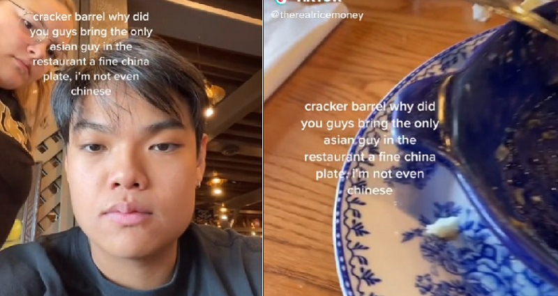 Asian TikToker’s video asking why he was the only Cracker Barrel diner given ‘fine china’ goes viral