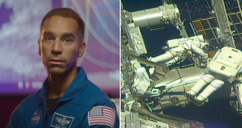 Indian American astronaut Raja Chari conducts his first spacewalk