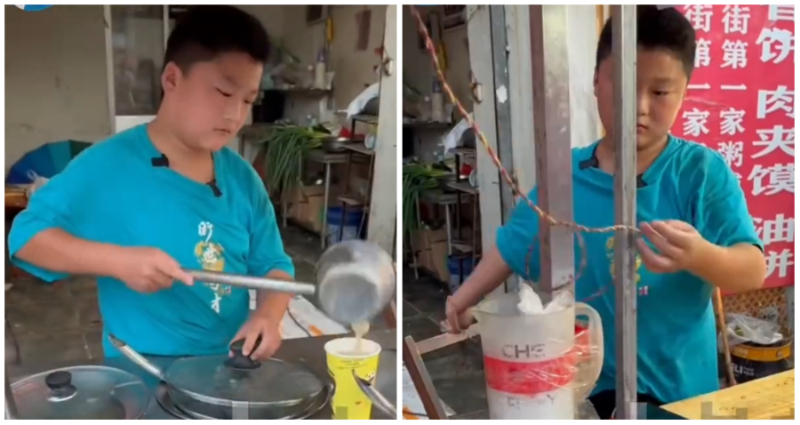 11-year-old boy in China helps single dad run food stand for 17 hours a day