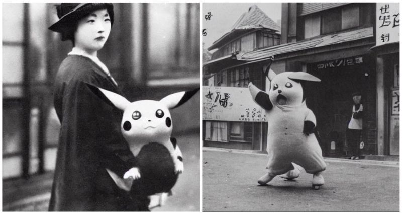 AI creates images depicting Pikachu in 1920s Tokyo