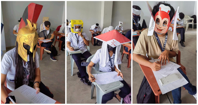 Students’ ‘anti-cheating hats’ during exams in the Philippines go viral