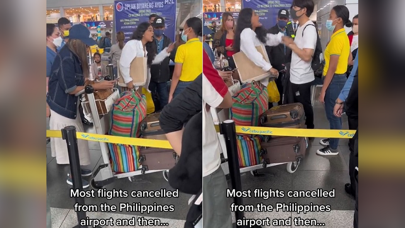 Woman filmed berating Philippines airport employee after her flight is cancelled due to typhoons