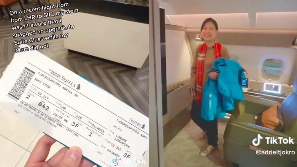 Man surprises his mom with luxurious Singapore Airlines Suites cabin upgrade in viral TikTok