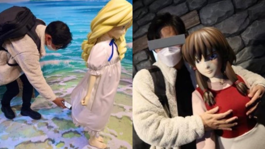 Visitors at Studio Ghibli Park take inappropriate photos with female character statues