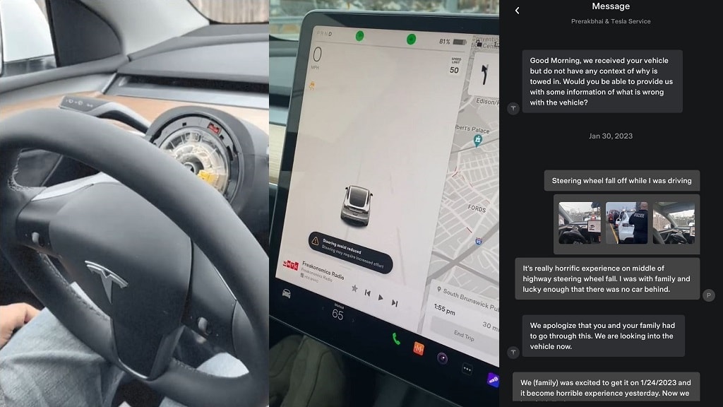 Tesla steering wheel malfunction, text messages with Tesla support