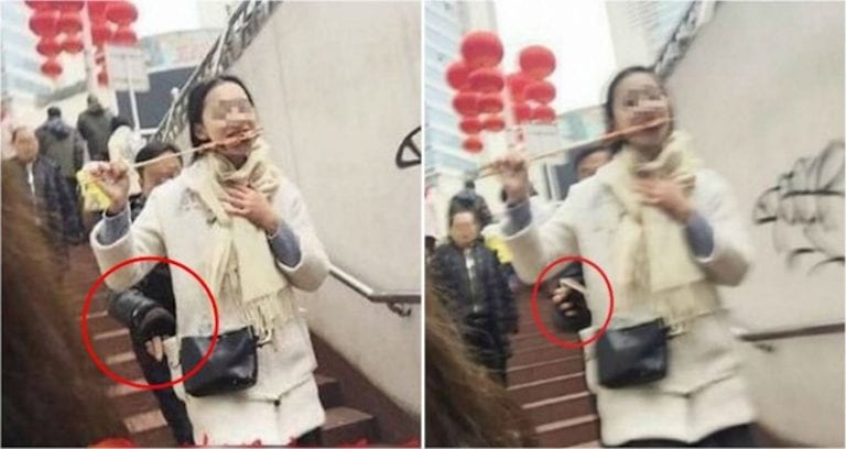 Camera Captures Exact Moment Woman’s iPhone Gets Stolen in China