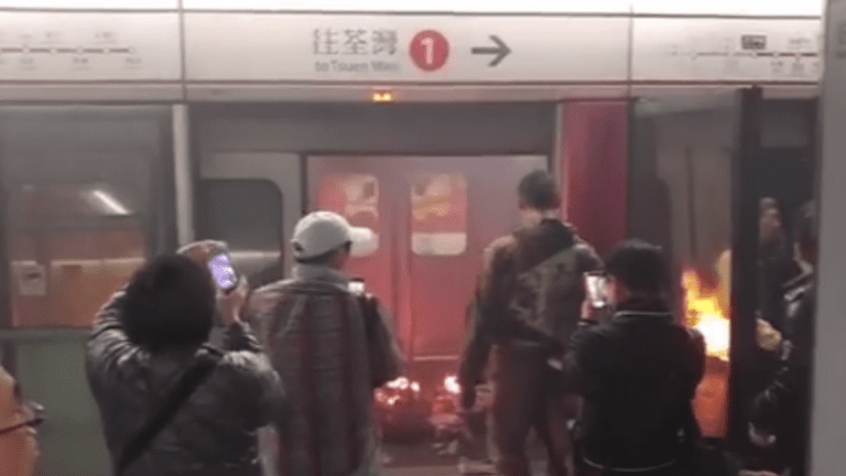 Disturbed Man Throws Lit Molotov into Hong Kong Metro Train