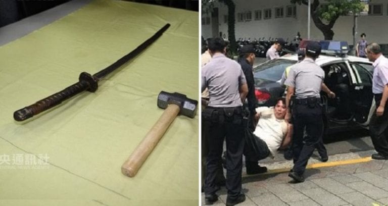 Man With Samurai Sword Arrested After Stabbing Cop Outside Presidential Office Building in Taiwan