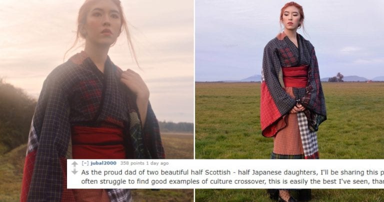 Scottish-Japanese Artist Celebrates Her Heritage By Creating Beautiful ‘Kilt-mono’