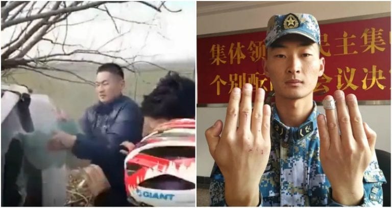 Chinese Soldier Rips Windshield Off With His BARE HANDS to Save People Trapped in a Car