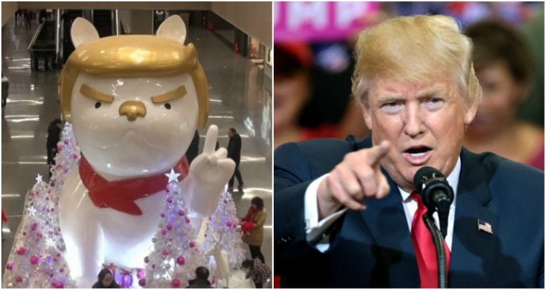Chinese Mall Installs Giant Donald Trump Dog Statue to Celebrate Lunar New Year