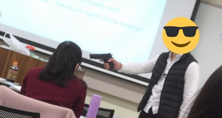 Japanese Teacher Keeps Students Awake By Pointing a Realistic Toy Pistol At Them