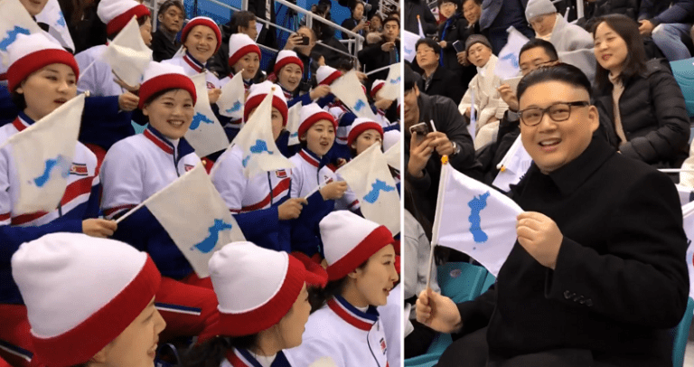 North Korean Cheerleaders Get Triggered When Kim Jong Un Impersonator Walks By