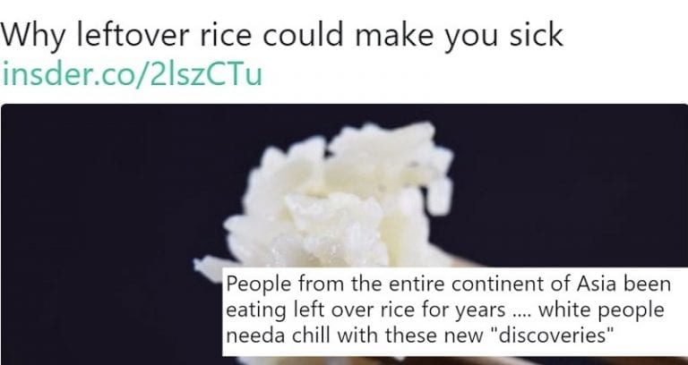 Dear Mainstream Media, Leftover Rice is Not That Bad For You, Sincerely Asians