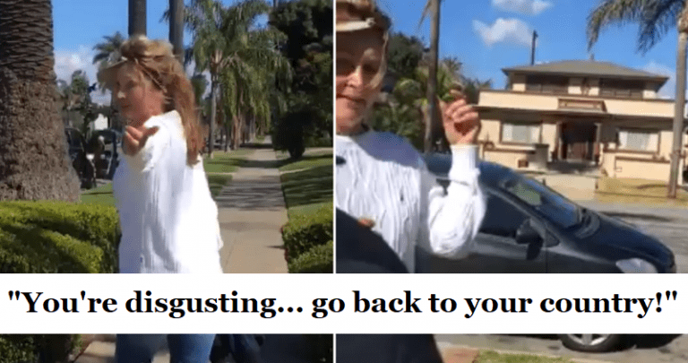 Racist Long Beach Woman Cowers Away When Asian Couple Starts Filming