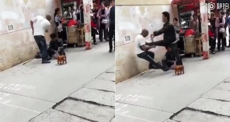 Man Beats Beggar in China, Gets Swift Kick From Karma