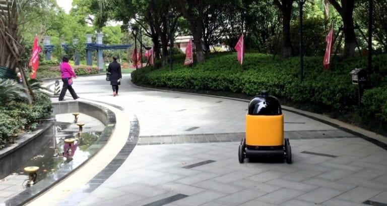 China is Now Using These Yellow Robots to Deliver Packages to People