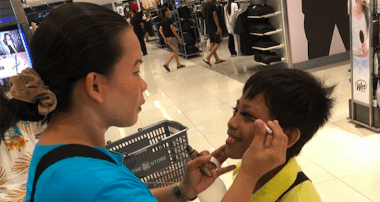Filipino Mom Shows Love For Her Gay Son By Putting Makeup on Him
