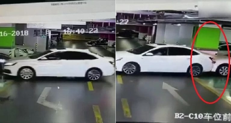 Woman Caught on Camera Hitting Three Luxury Vehicles Trying to Back Out of Parking Spot in China