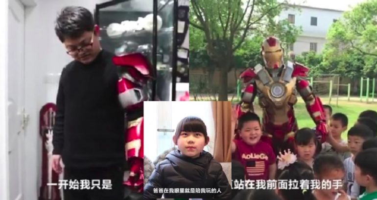 Dad Surprises Daughter in Homemade Iron Man Costume After Kindergarten Classmates Tease Her