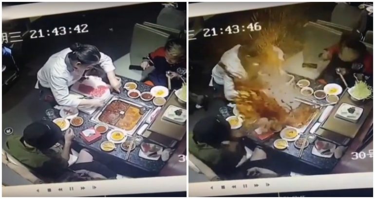 Hot Pot Explodes in Waitress’ Face After Customer Drops Lighter in Soup