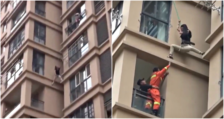 Woman Hides on Building’s 6th Floor Ledge Claiming to Escape Violent Boyfriend