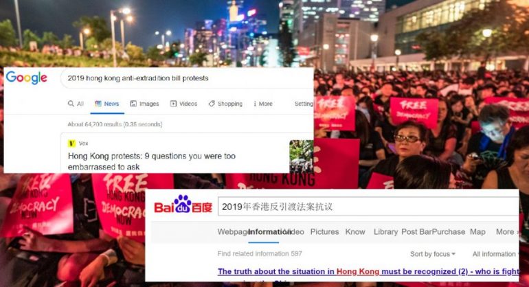 Searching the Hong Kong Protests in China is VERY DIFFERENT From Google