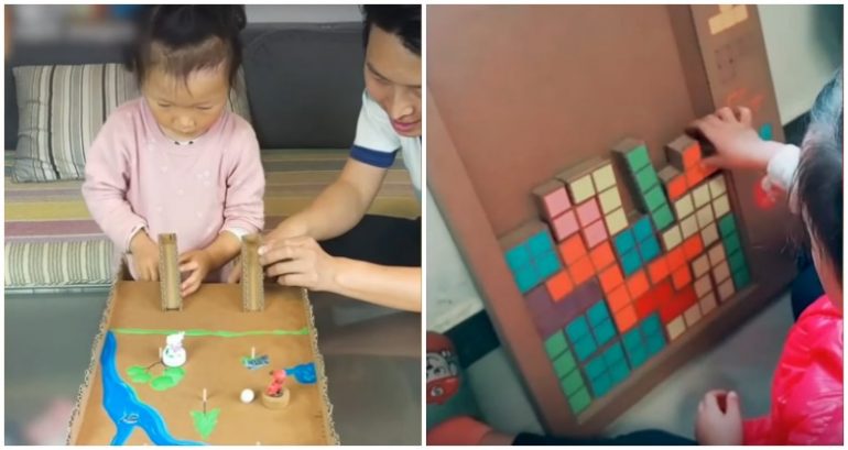 Dad Makes Mind-Blowing DIY Games Out of Cardboard for His Kids