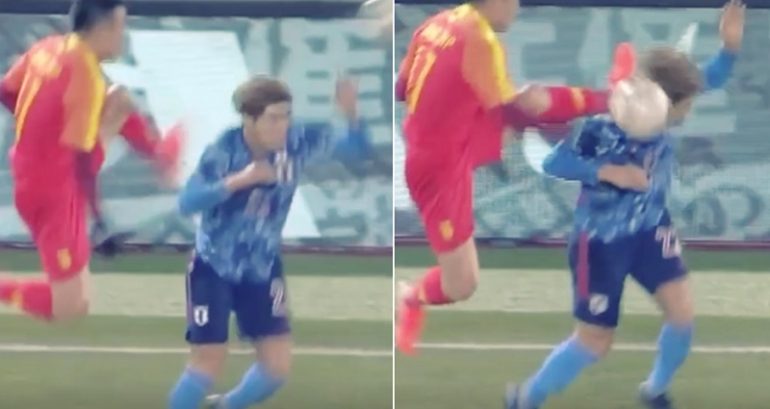 Chinese Footballer Says Japanese Player Hit His Foot ‘With His Head’ After Kicking Him