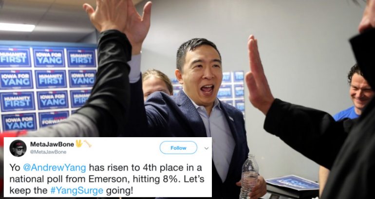 Andrew Yang Surges in Popularity, Now Ranks 4th Nationally