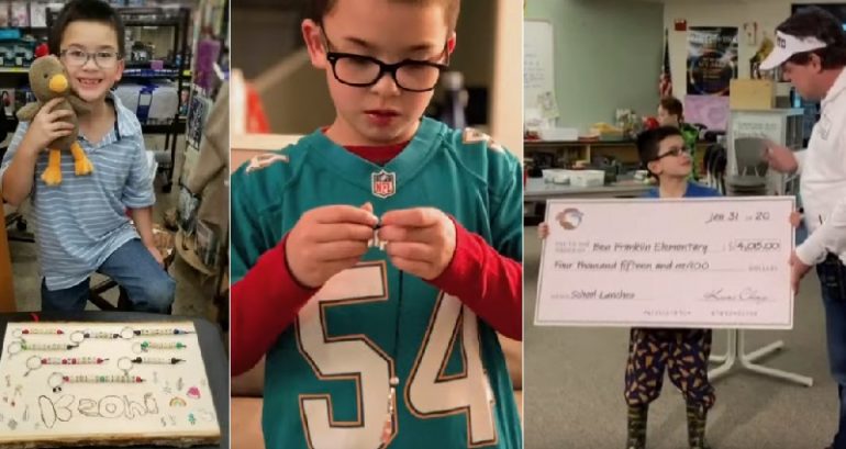 8-Year-Old Boy Raises $4,000 Selling Key Chains to Pay Lunch Debt for 7 Schools