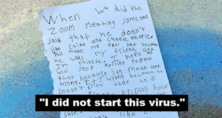 7-Year-Old’s Classmate Tells Her He ‘Doesn’t Like China or Chinese People’ for Causing Quarantine