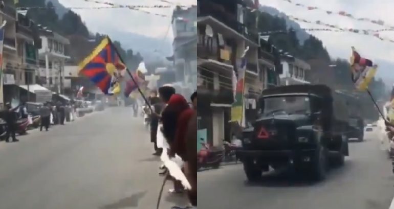 Tibetan Community Exiled By China Cheers as Indian Troops Drive Through Town
