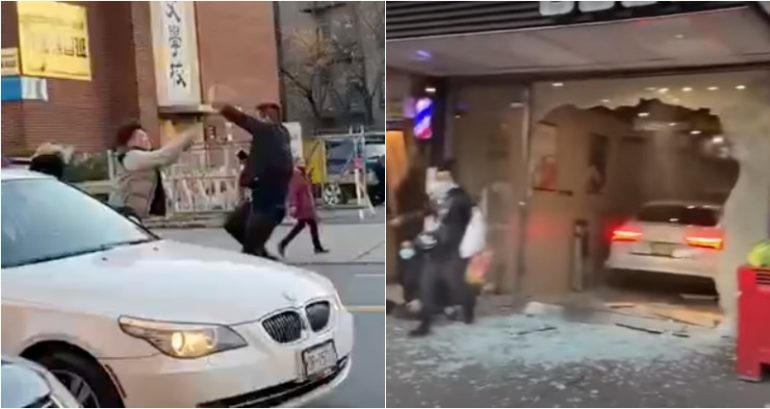 Street Fight Over Parking Spot Ends With Car Crashing Into Just-Opened Asian Bakery in Queens