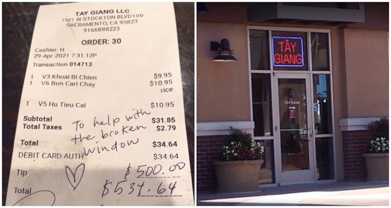 Vietnamese Restaurant Receives $500 Tip to Fix Windows Ruined by Vandals