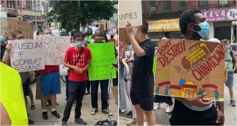 Crowds gather to protest gentrification, mass incarceration as Museum of Chinese in America reopens