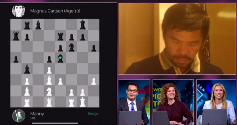 Manny Pacquiao tests his chess skills against ‘10-year-old Magnus Carlsen’ in exhibition match