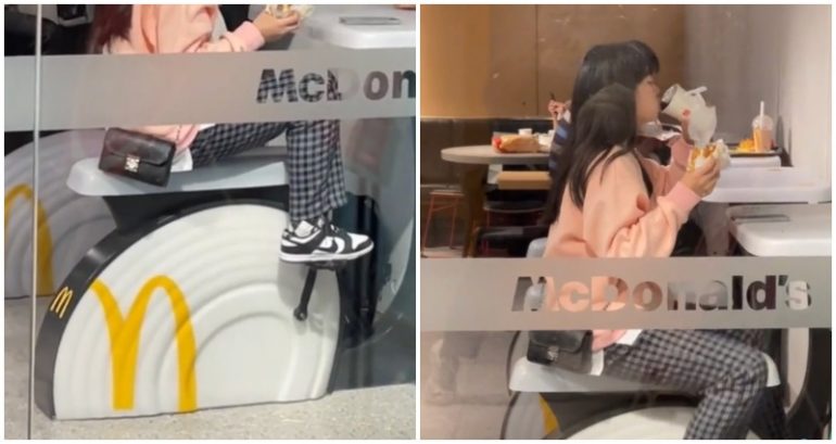 ‘McFitness’: Video of customer chowing down while on stationary bike table at McDonald’s goes viral