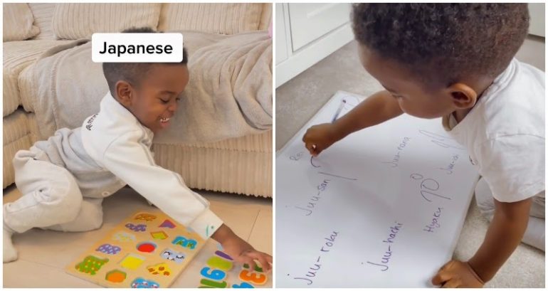2-year-old child learns how to count in Japanese in less than a day
